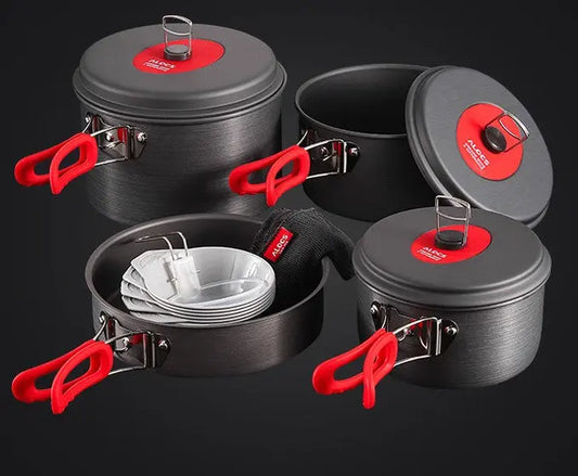 Alocs 5-6 Person Outdoor Cookware Set - Hiking Backpack 