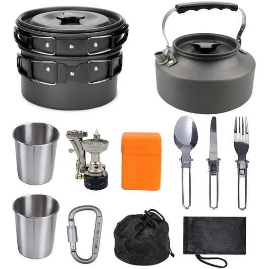 Ododland 2-3 person Outdoor Cookware Set - Hiking Backpack 